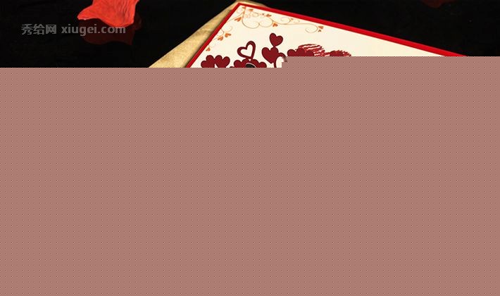 红地毯立体新人请帖，HDT204-300珠光纸对折式请柬，中国风创意婚庆邀请函