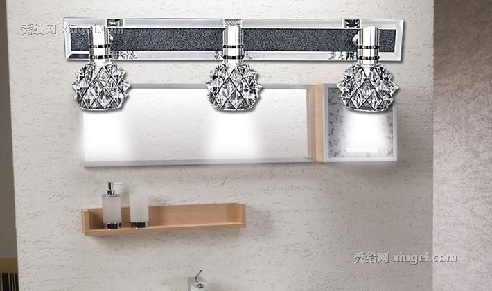 现代防水不锈钢led镜前灯，莱盛曼斯J001卫生间镜前灯，360度立体旋转水晶灯头设计