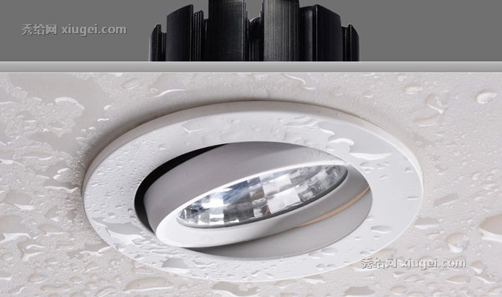 GELED白色圆形顶装防水浴室灯，铝合金磨砂雾面led旋转镜前灯