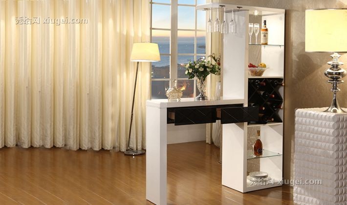 尚宅好e家时尚简约玄关酒柜，现代白色吧台隔断酒柜，多款规格可选型号: JTG-1086