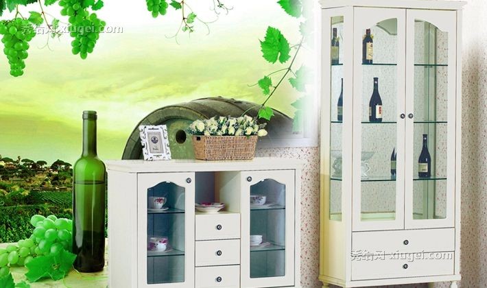 金荔轩品牌韩式玻璃酒柜，时尚简约的橡木储物酒柜，型号BL781酒柜