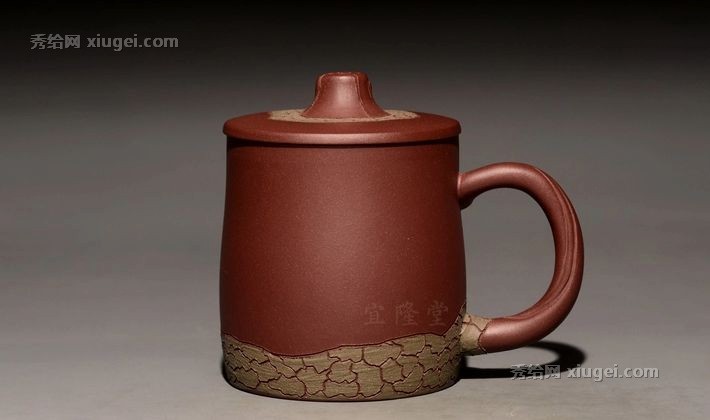 宜隆堂传统中式紫砂茶杯，纯手工原创裂纹茶杯，货号: shengjibei-1