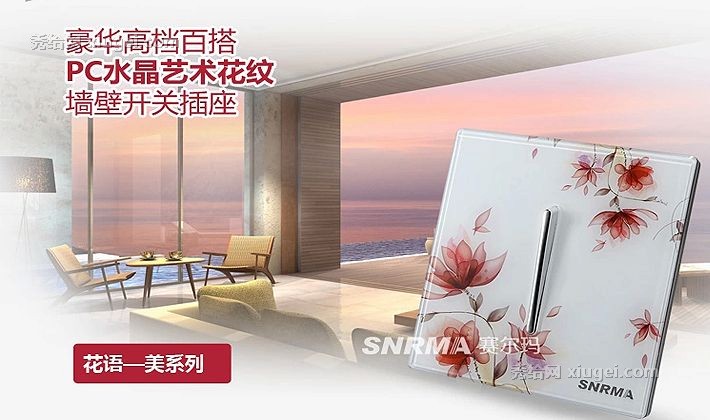 赛尔玛品牌单控开关，PC水晶面板开关，花纹墙壁开关，型号86