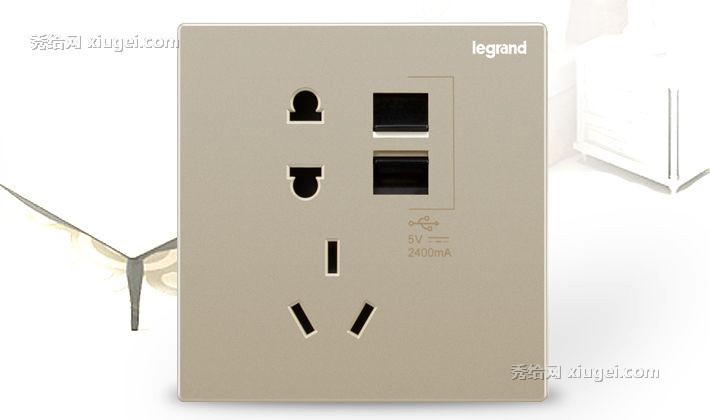 罗格朗多功能充电插座，抗压耐磨开关插座，型号：K8/426/US/U-C2