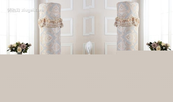 枫曼立式圆柱空调防尘罩，欧式印花空调罩，亚麻提花空调罩件