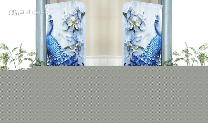 皇室公主欧式蓝孔雀柜式防尘罩，环保印染高弹力布艺罩件