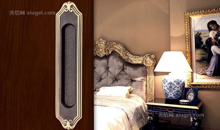 嵌入式铜制拉手，睿高纯铜实心门窗拉手，欧式复古移门把手孔距96mm型号G003