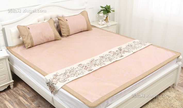 可机洗抗螨除菌席子，3D立体三色印花秋凉席，江泰三明治网布冰丝席