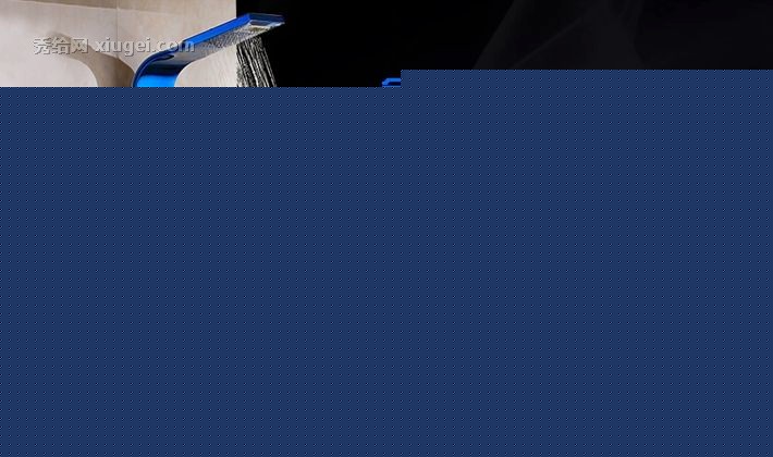 心力7100系列双龙头淋浴花洒，挂墙式不锈钢动感瀑布智能顶喷