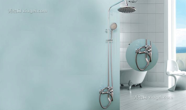 中宇卫浴花洒套装，时尚简约全铜花洒龙头，手持式可升降淋浴器