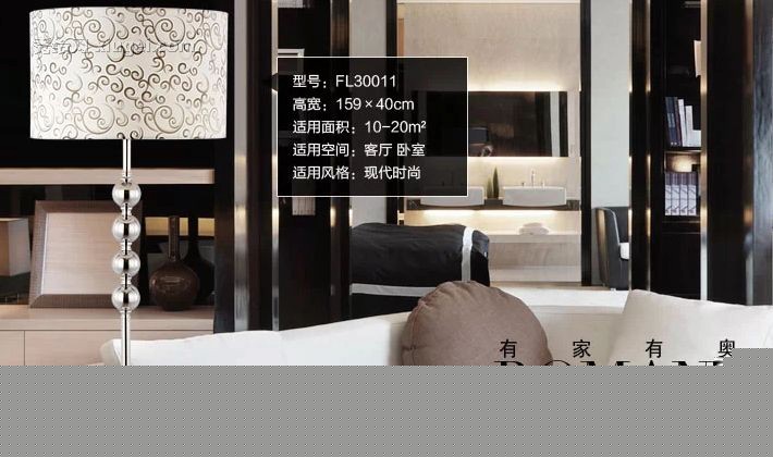 现代简约风格奥朵落地灯，书房卧室落地台灯，不锈钢镜面地灯 型号FL30011