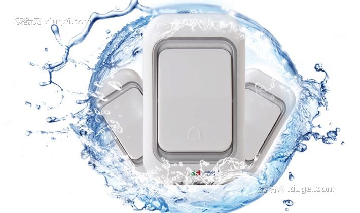 海得曼白色长方形门铃，无线遥控带闪光门铃，二拖一室外防水门铃