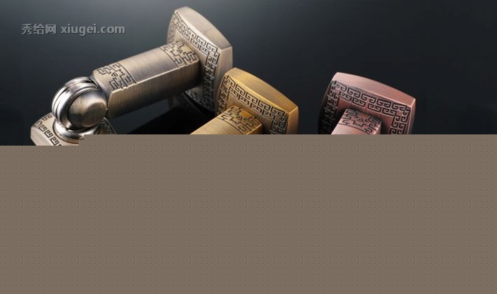 S·M古铜中式墙装门吸，回形纹古典门碰，锌合金强磁力配件