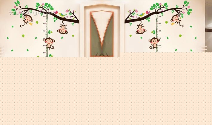 学威PVC防水防污墙贴，儿童动漫卡通贴纸，量身高儿童房墙面装饰贴纸