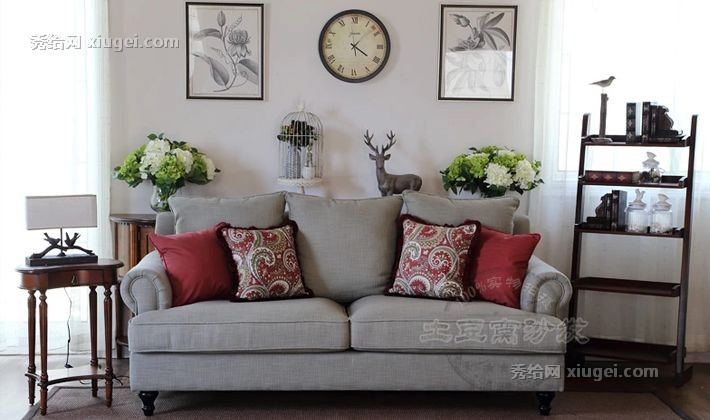 土豆窝复古美式布艺沙发，质朴乡村整装松木架组合家具，型号: AP阿尔派