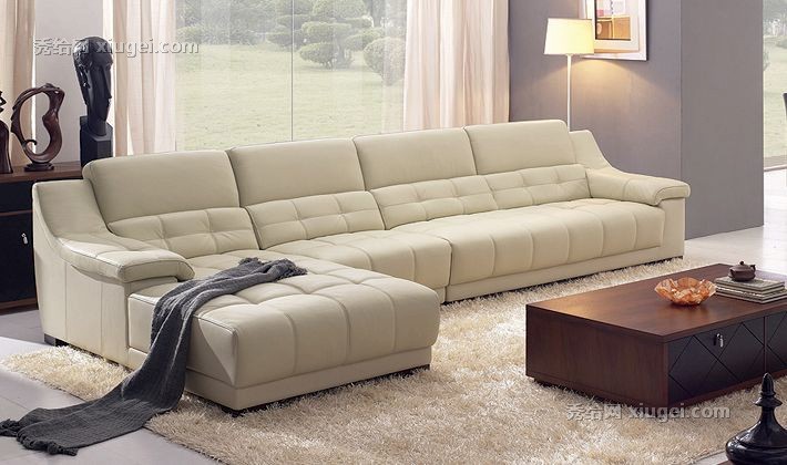 陆虎高档真皮沙发，简约L型客厅牛皮沙发，型号LH-691-4