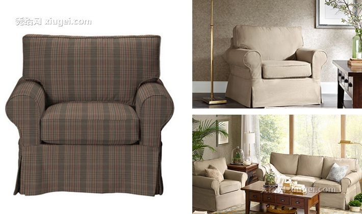 Harbor House现代简约布艺沙发，棉麻面料透气亲肤木框架单人沙发，型号1054713501