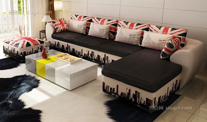 大森林可拆洗贵妃布艺沙发，三人组合实木沙发，2630B现代简约L形沙发