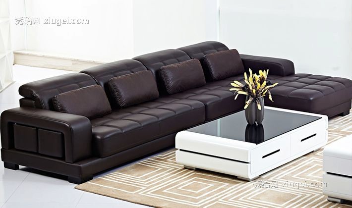 左右沙发真皮沙发组合，型号: DZY2102-1可储物转角沙发，现代简约功能性沙发