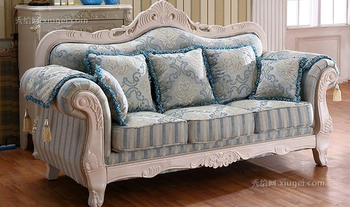 易达彼思实木沙发，欧式雕花家具，奢华布艺沙发型号: xj167