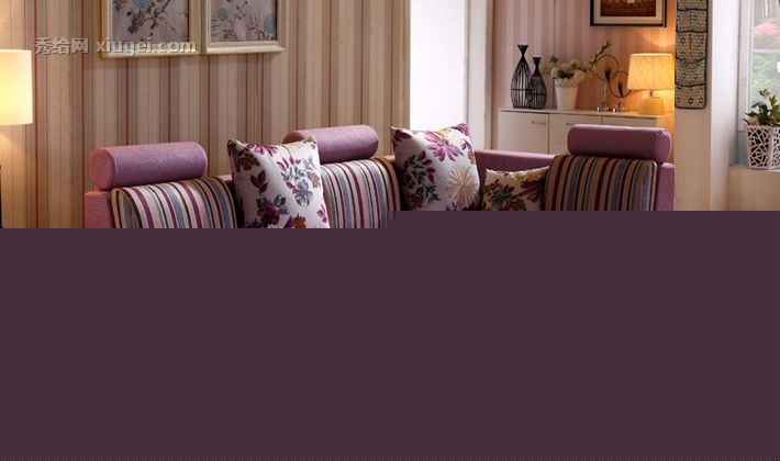 易达彼思布艺植绒沙发，现代简约大户型沙发家具，紫色沙发型号: 818