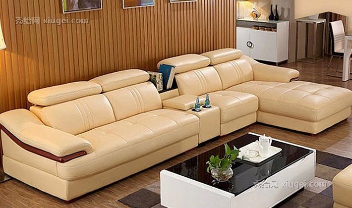 皇朝实木框架沙发，沙发精选头层牛皮，高端奢华客厅转角组合