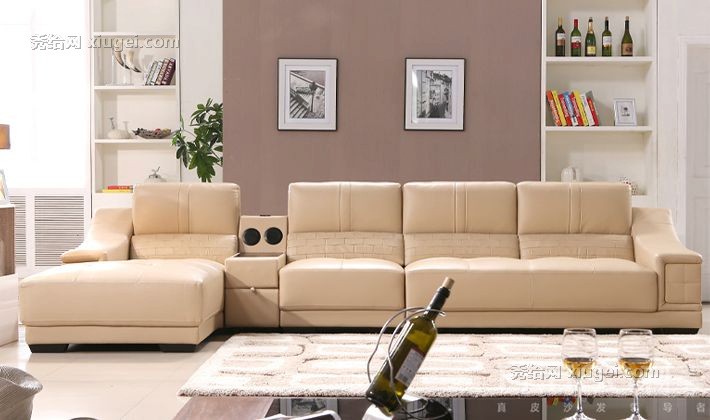 欧式转角进口皮艺沙发，利豪贵妃客厅沙发组合，E1级环保高回弹沙发L13