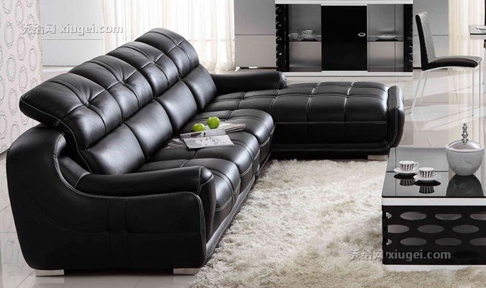 陆虎家具多功能真皮沙发组合，L形皮艺榉木沙发，型号: LH-828-HD