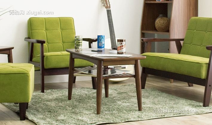 思捷家居小户型实木沙发，绿色布艺沙发，桦木沙发型号: HYE8039-1P