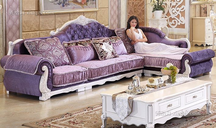 Eggertsson/艾格森实木雕花沙发，L形沙发组合， 635可拆洗布艺沙发