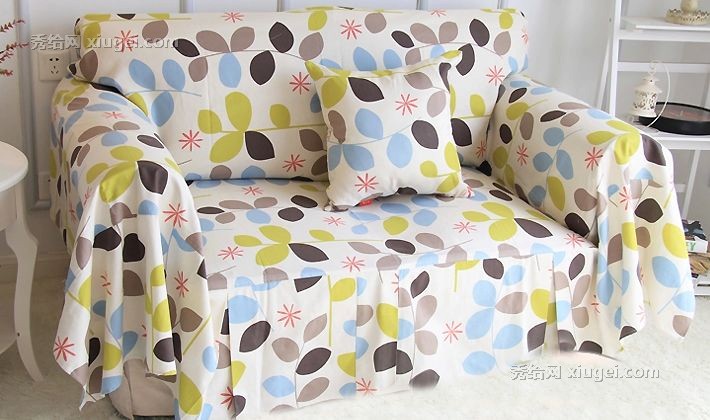 御书房牌五叶草全棉沙发套，2014022305型田园风沙发套，纯棉面料加厚处理