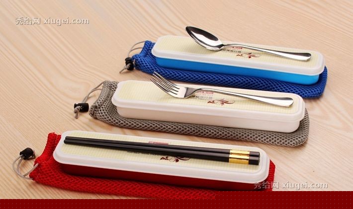 创健BXK-02优质410不锈钢便携式勺子筷子，旅行出差浮雕工艺饰面优质餐具