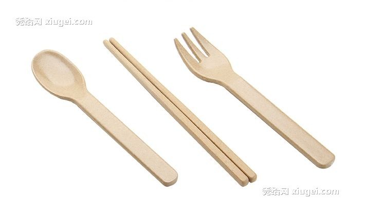 HUSK'SWARE手磨餐具，H13-KC012叉勺筷餐具组合，天然材质餐具组