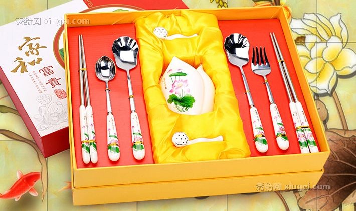 华典世通不锈钢勺筷套餐，精美时尚中式餐具，HH-09礼盒款