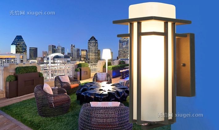 皓森现代简约长方形壁挂式室外灯，铝制磨砂庭院灯，型号: 5492-2