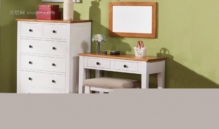 宜家风情实木梳妆柜，诺雅佳自然水曲柳喷漆梳妆台，型号: WF-0004