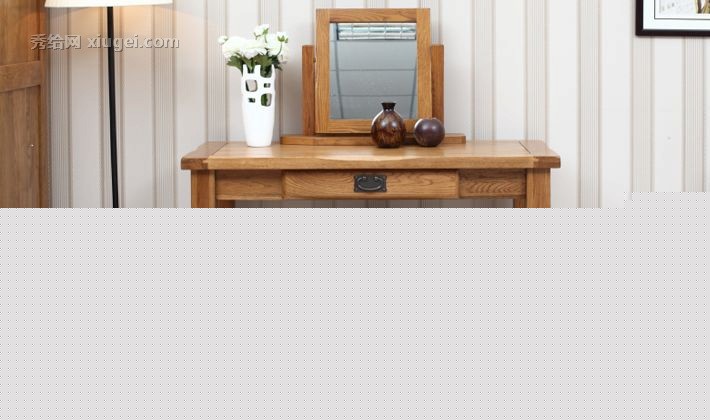 源氏木语橡木梳妆台，美式乡村化妆台，Y0128型号榫卯喷漆梳妆桌