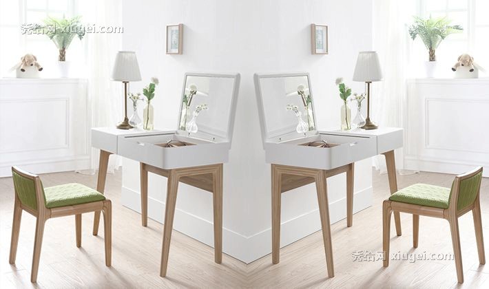 联邦家具卧室翻盖梳妆桌，F15803BA翻镜妆台，桦木小户型梳妆台