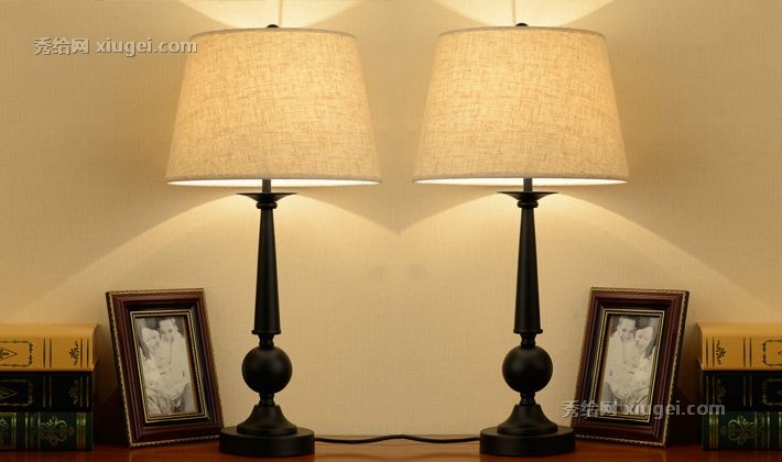 逸品凡尚复古喷漆磨砂台灯，麻布灯罩乡村客厅台灯，环保节能铁艺灯具