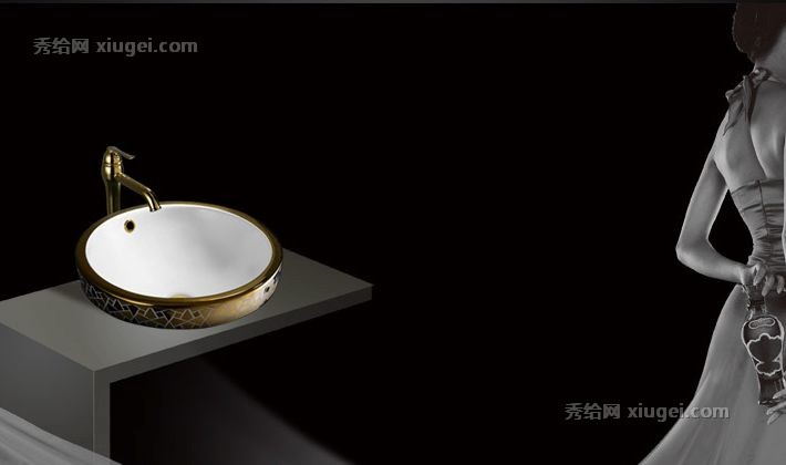 博蒙卫浴椭圆台下盆，欧式陶瓷艺术盆，嵌入式洗脸盆BM-4417