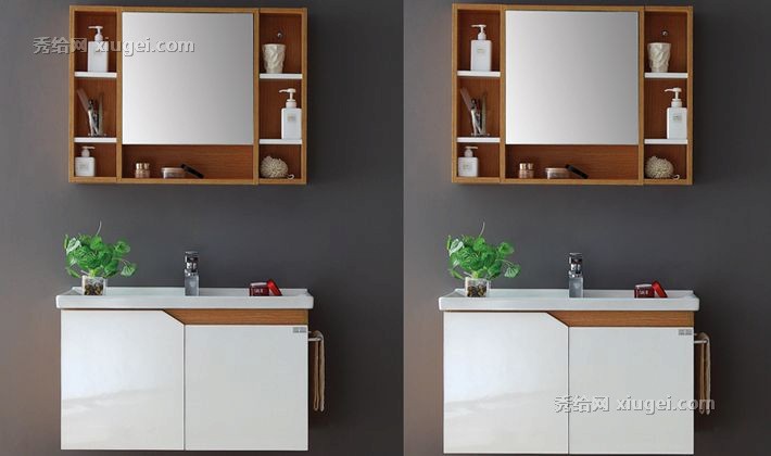 班帝整体悬挂式浴室柜，卫生间实木现代储物柜组合，型号：BA1060-2