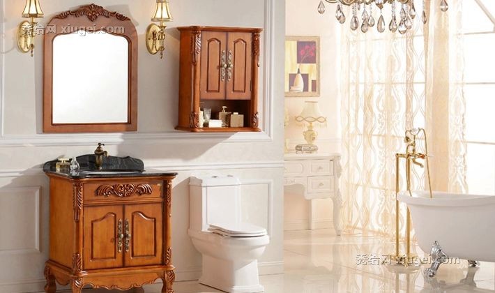 迪维克实木浴室边柜，悬挂式欧式木质卫生间橱柜，型号：D-1011