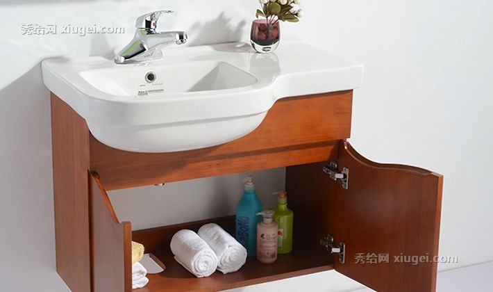 箭牌现代简约浴室柜，整体悬挂式台盆，橡木储物浴室柜APGM8G341L