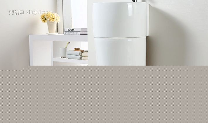 陶瓷立柱洗脸盆，小空间卫生间首选，莎琳达台上盆，艺术盆自洁釉面8L