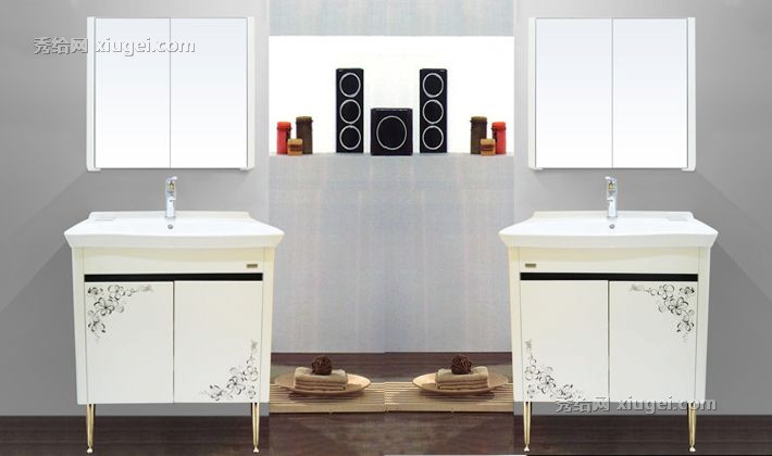 中宇实木一体式浴室柜组合，落地式环保抗菌台盆洗漱台，型号: JY68172