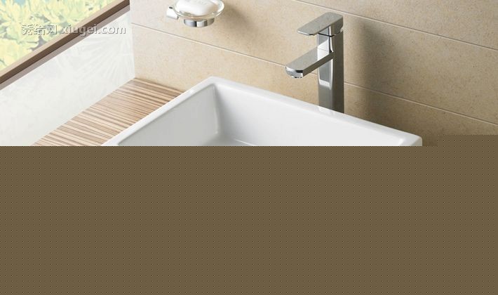 德国路易圣堡5005台上盆，白色陶瓷无孔洗脸盆，长方形定制台盆