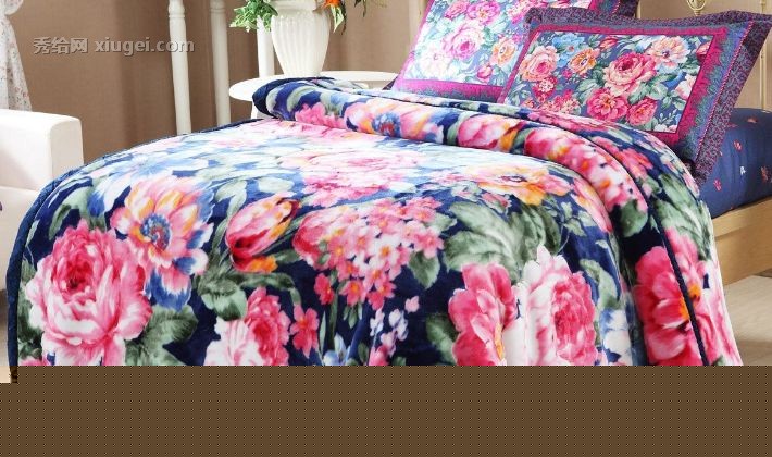 水星家纺拉舍尔毛毯，欧式古典花卉毯子印象睡莲，舒适细腻加厚保暖冬毯