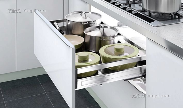 悍高不锈钢碗篮，厨房整体橱柜专用抽屉式拉篮，超大空间含进口阻尼