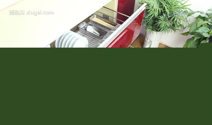 浅居品牌厨房碗柜双层碗篮，简洁大方加粗圆形边管设计