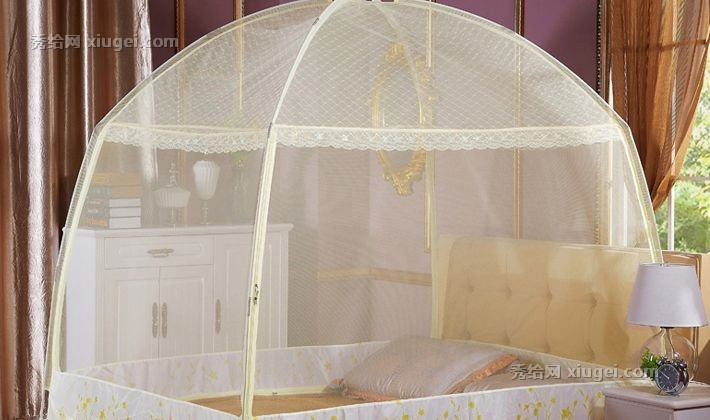 金喜路家纺蒙古包式三开门防蚊圆顶蚊帐-专柜品质天猫正品